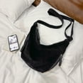 thumbnail image 3 of HUISZJ Faux Suede Crossbody Bag, Retro Dumpling Bag, Large Capacity Crossbody Bag for Women Work Travel Commute (Black), 3 of 10