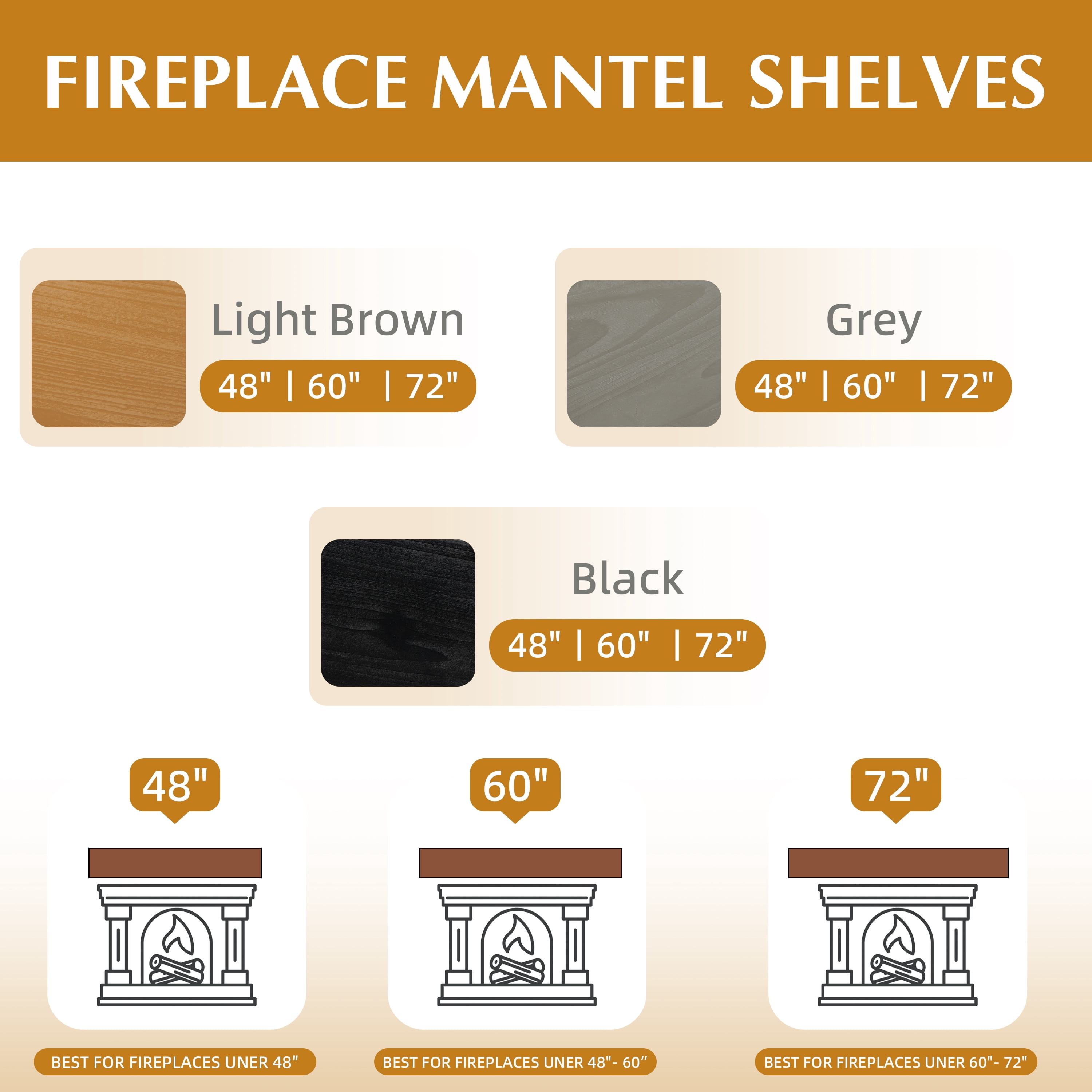 LiviNest 60" Floating Mantel Shelf: 70 LBS Heavy-Duty Load - Secure Wall Mount for Fireplace Decor - Modern Farmhouse Living Room & Bedroom Display