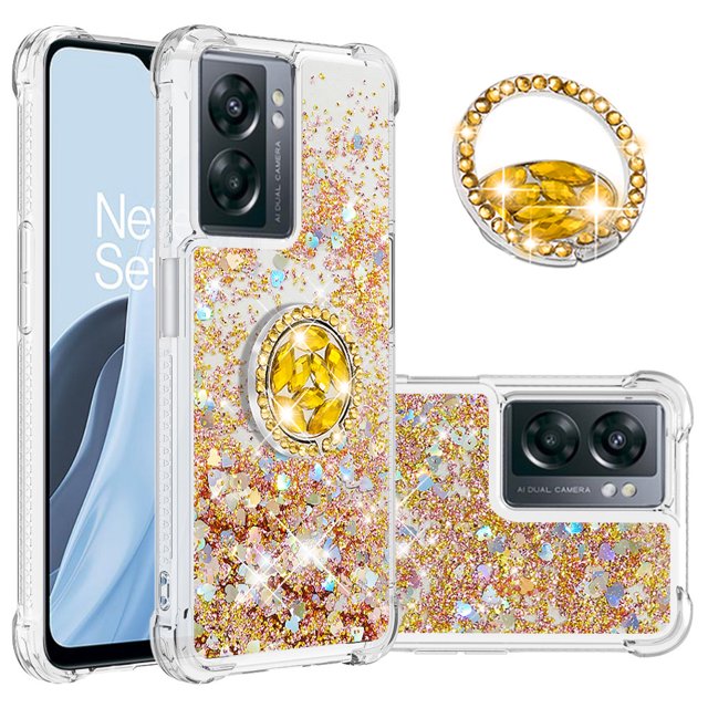 Case for FOXDOCK OnePlus Nord N300 Full Corner Protection Glitter Phone Case with Ring Holder
