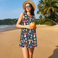 thumbnail image 3 of Balery Colorful Mushrooms Vestidos de verano para mujer con estampado: vestido holgado sin mangas, vestido playero informal y cómodo para días calurosos., 3 of 7