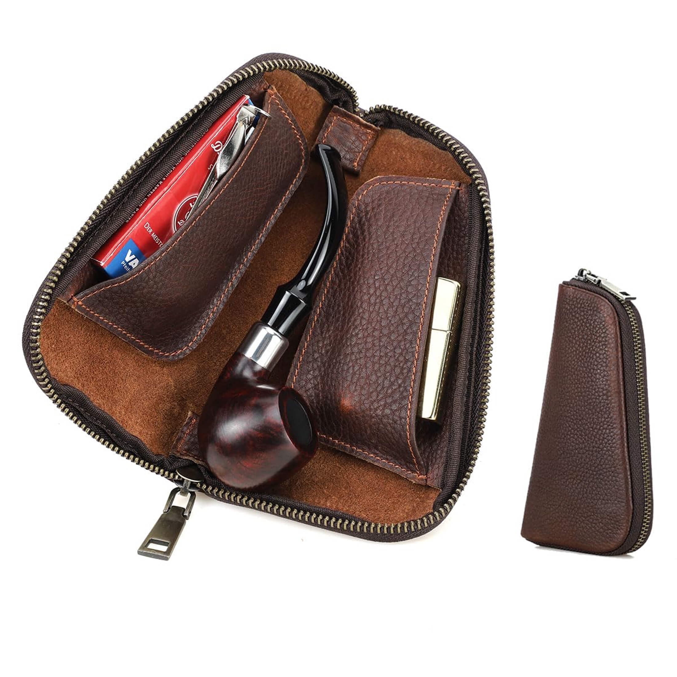 4th Generation Leather Pipe Tobacco Pouch ~ Choose Your Style (Zipper  Hunter 