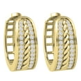 thumbnail image 4 of Dazzlingrock Collection Round Two Lines White Diamond in Between Rope Huggie Hoop Earrings for Women (0.30 ctw, Color I-J, Clarity I2-I3) in 10K Yellow Gold, 4 of 6
