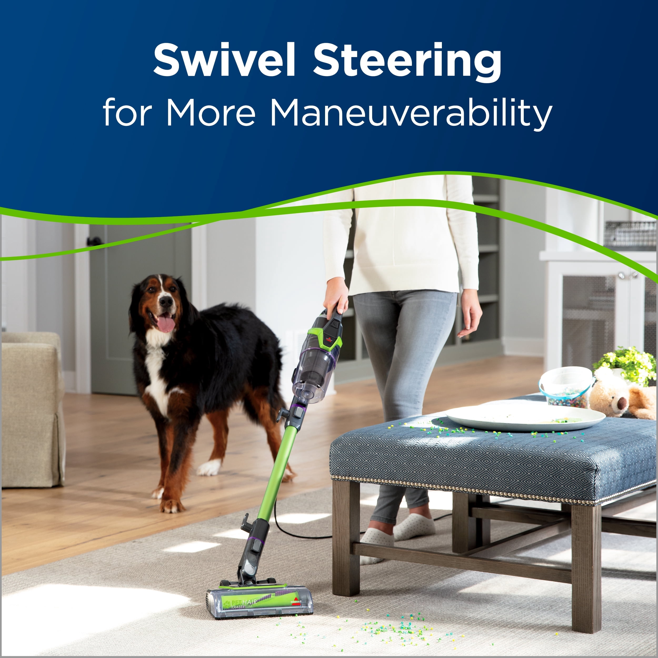 BISSELL Pet Hair Eraser Slim Vacuum Cleaner - Tangle-Free Brush Roll, Easy Empty Dirt Tank