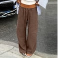 thumbnail image 2 of WULMLEO Cotton Linen Wide Leg Pants for Women Flowy Summer Beach Palazzo Bottoms Elastic Waist Vacation Travel Trousers with Pockets Coffee XL, 2 of 8