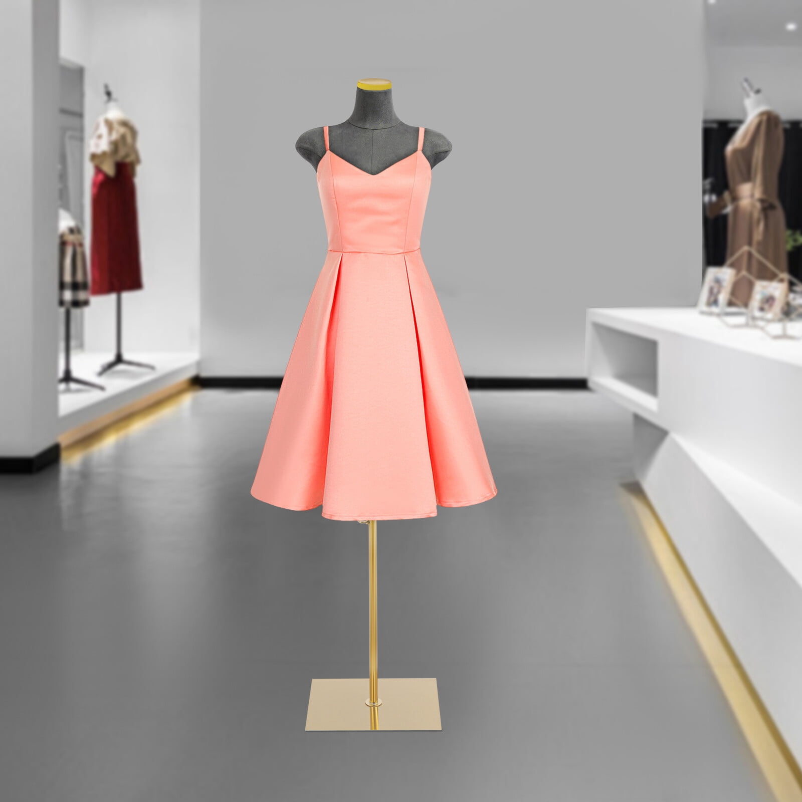Modern Floorstanding Grey Female Mannequin Model with Stand Height Adjustable Half-length Mannequin Model
