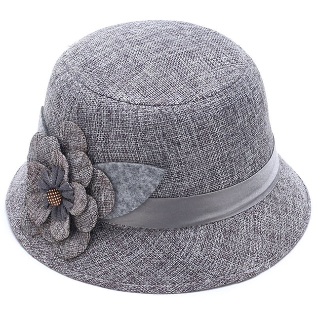 Womens Linen Sunshade Hat Sunscreen Breathable Big Flower Princess Straw Hat