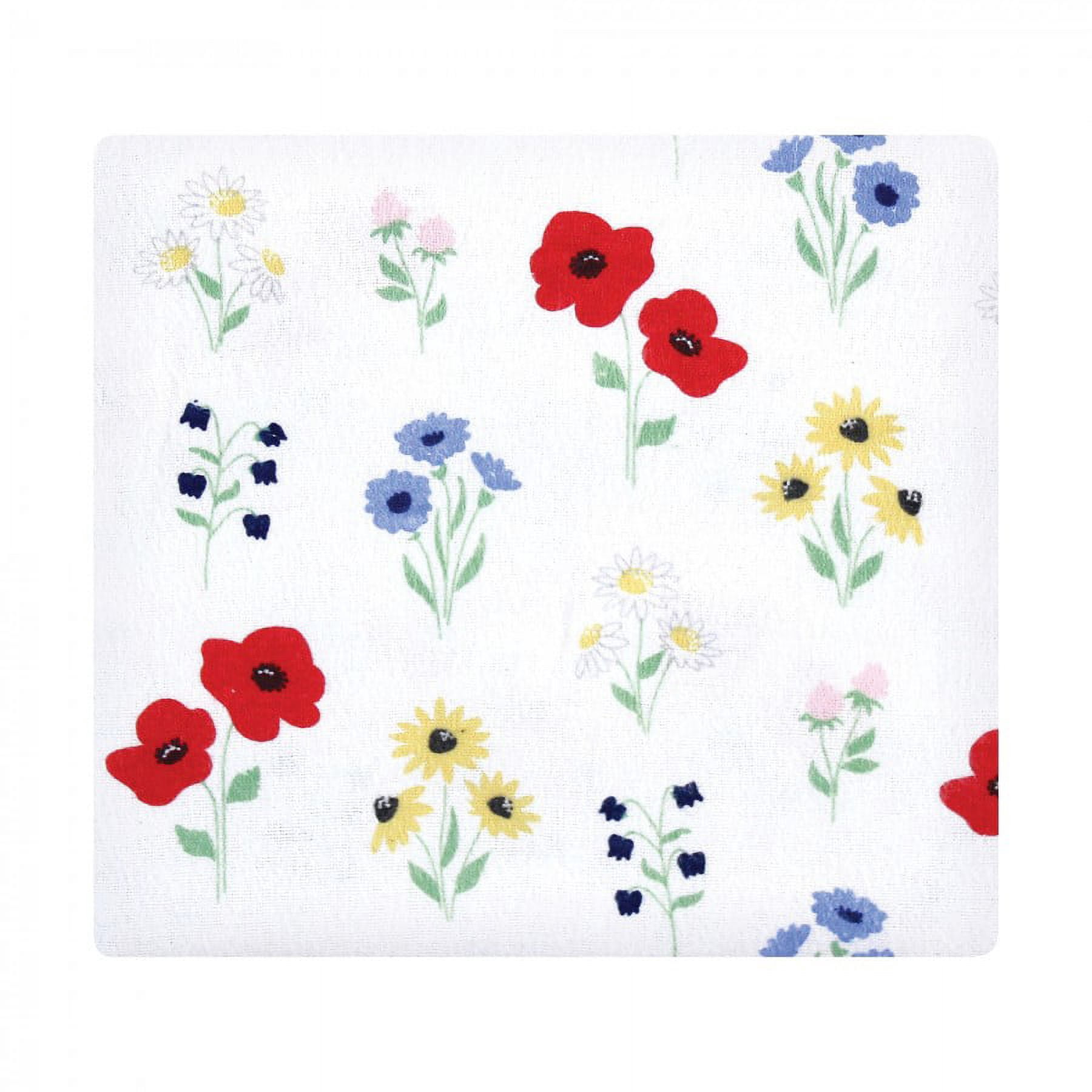 Hudson Baby Infant Girl Cotton Flannel Receiving Blankets Bundle, Wildflower, One Size