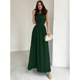 thumbnail image 5 of Dark Green Womens Fitted A-Line Maxi Dress, Sleeveless, Waist Cinched, Elegant Formal Dress For Events, 5 of 6