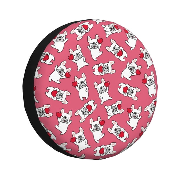 Balery French Bulldog And Heart Cubiertas para Neumáticos - Protector Resistente para Neumáticos de Camioneta, SUV, Remolque, Camper y RV-16 inch