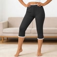 thumbnail image 5 of Drovellove Women's Plus Size Capri Leggings – 3/4 High Waisted Stretch Pants with Side Slit & Subtle Lace Detail for Workout, Yoga or Casual Lounging, 5 of 9