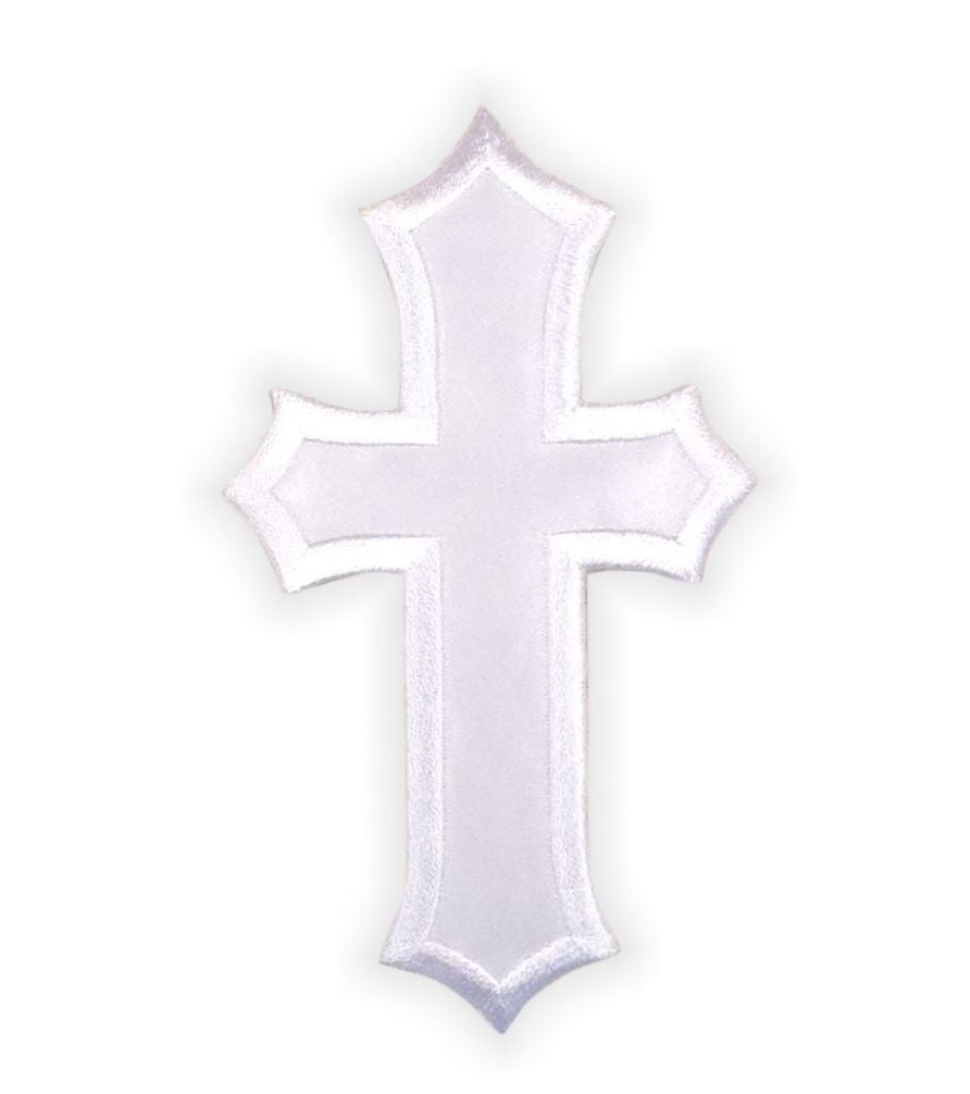 2.1/2" Satin Cross in Black or White Iron On Appliques x 2 