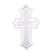Large White Cross (5" Tall) Iron on Applique/Embroidered Patch
