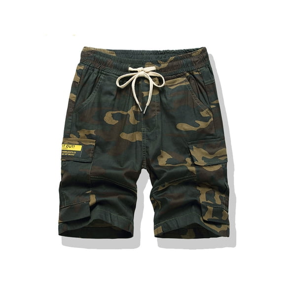 LYMAYTER Toddler Camo Cargo Shorts Kids Summer Outdoor Casual Shorts Elastic Waist Multiple Pocket Design 6-15Y