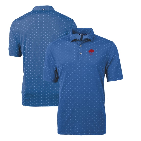 Men's Cutter & Buck Blue Buffalo Bills Throwback Logo Virtue Eco Pique Tile Recycled Polo