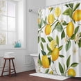 thumbnail image 6 of Yellow Lemon Shower Curtain for Bathroom Decor, Green Leaf White Flowers Farm Plant Summer Waterproof Fabric Shower Curtain, 72"x72" Set with 12 Hooks, 6 of 9