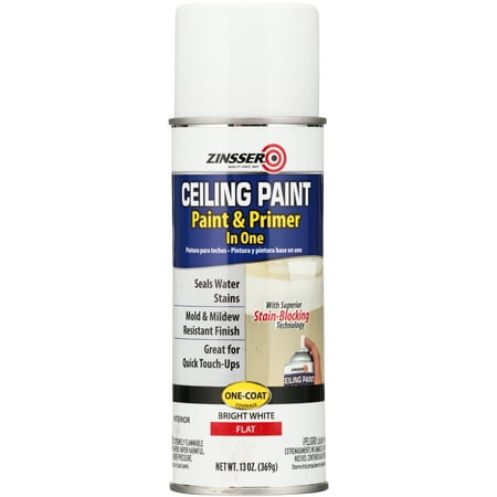 (3 Pack) ZinsserÂ® Bright White Flat Interior Paint & Primer in One Ceiling Spray Paint 13 oz. Aerosol (Best Paint Primer For Bathroom Ceiling)
