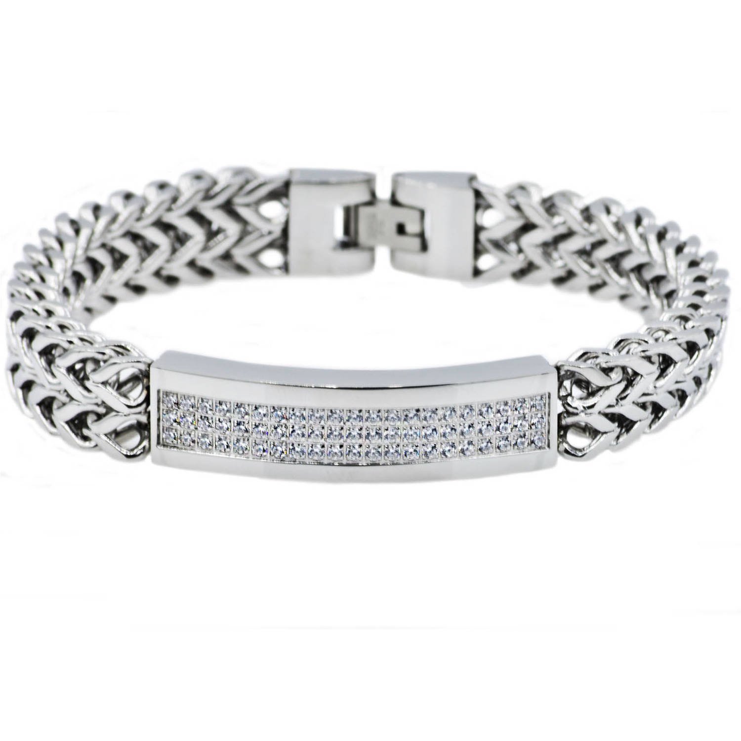 Polished Stainless Steel 3 Row Cz Double