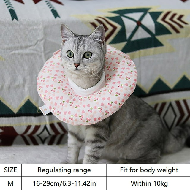 Cat Collar Soft Recovery E Collar For Adjustable To Stop Licking Comfortable Lightweight Neck For After Cute Cat Donut ( Cat M)