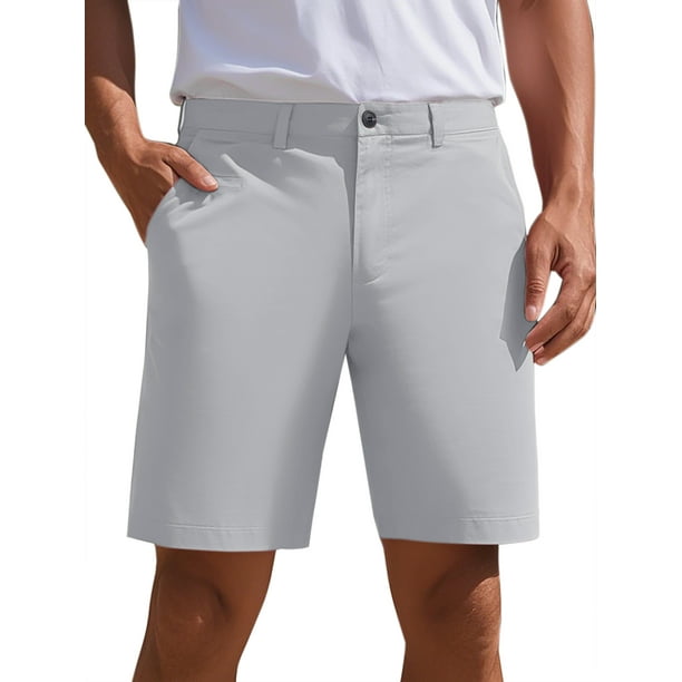 Pantalones cortos de vestir para hombres INSPIRE CHIC, con frente plano, ligeros, formales de verano, con bolsillo, 30 gris plateado