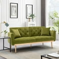 thumbnail image 1 of 63.78"W Velvet Sofa, Backrest Can Flat, Accent Sofa with Rose Gold Metal Feet for Living Room, 7 Colors, 1 of 8