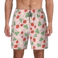 thumbnail image 2 of Picia Strawberry And Flowers pattern Mens Swim Trunks with Compression Liner Stretch Beach Shorts Quick Dry with Zipper Pockets No-Chafing Board Shorts-Small, 2 of 9
