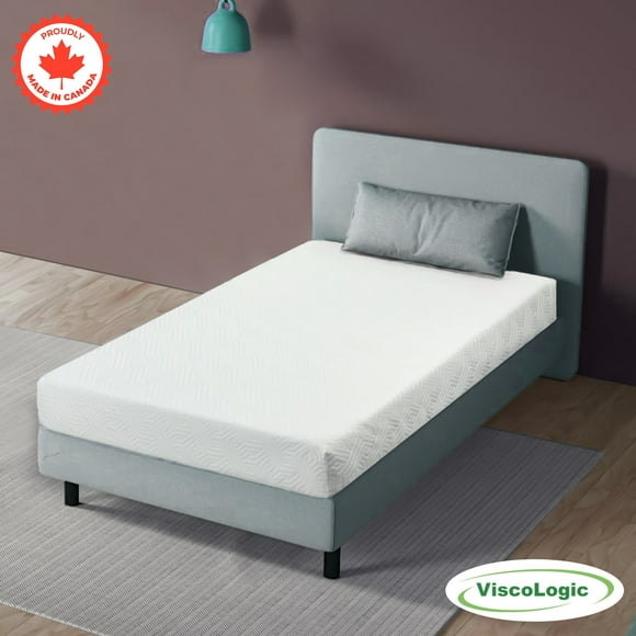 ViscoLogic HarmonyNap Twin Mattress, Made in Canada Firm Feel Sleep Cool Gel infused Supportive & Pressure Relief Mattress, CertiPUR-US® Certified Foam, 4 Inch Twin