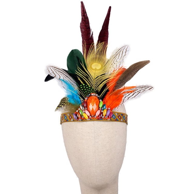 Diadema con pluma Fascinator Banda decorativa Bohemio Sombrero rendimiento Disfraces Máscaras - original y vistoso ideal para tus fiestas Niños