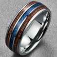 thumbnail image 2 of 8mm Hawaiian Koa Wood and Blue Imitated Meteorite Inlay Tungsten Carbide Size 7-12, 2 of 5