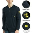 thumbnail image 4 of PTAHDUS Men's Flame Resistant Long Sleeve Henley Shirt, 7.1 Ounce 100% Cotton FR Workwear Clothing for Men (Navy Blue, XX-Large), 4 of 7