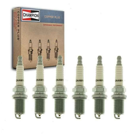 6 pc Champion Copper Plus Spark Plugs compatible with Hyundai Santa Fe 2.7L 3.3L 3.5L V6 2003-2009