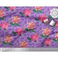thumbnail image 3 of Soimoi Tissu en Voile de Coton Violet Imprimé Feuilles & Roses 1 Yard 42 Pouces de Large, 3 of 3