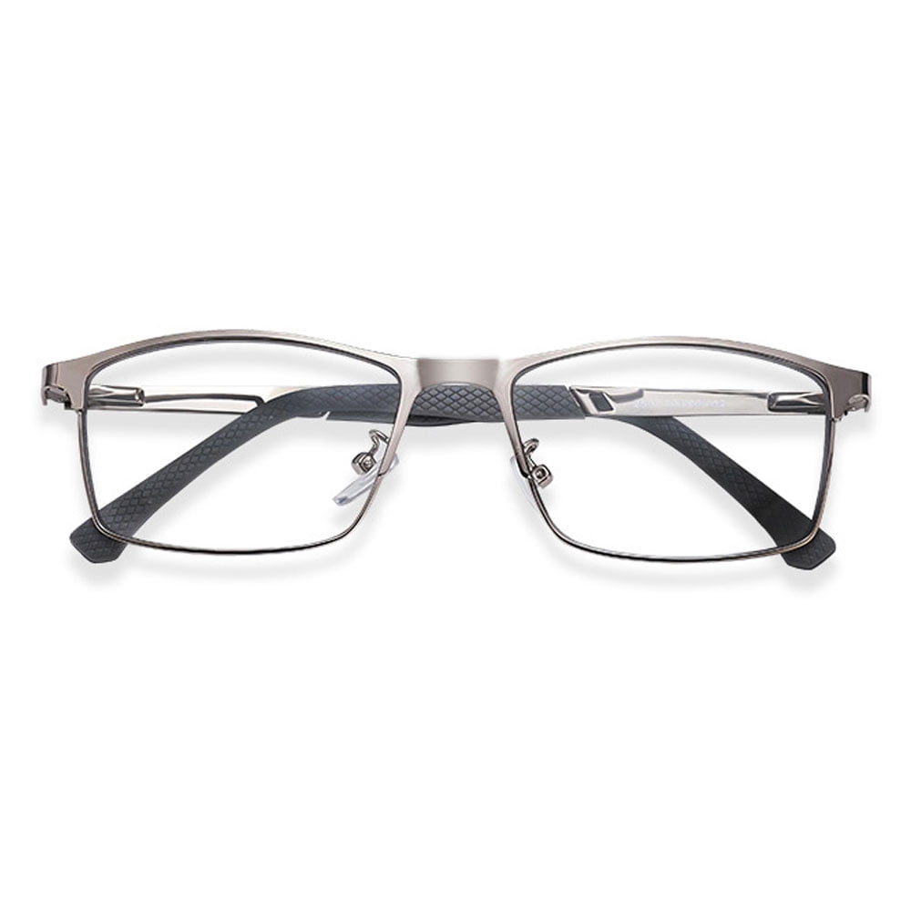 2 Pairs of Men Anti-blue Light Business Reading Glasses 1.50 Fashion Spring Hinge Gunmetal Metal Readers +1.50 Strength