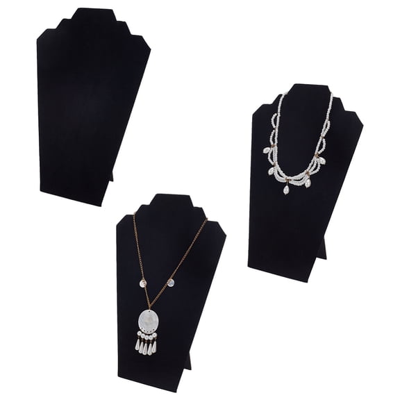3pcs Velvet with Paperboard Necklace Bust Display Stands Jewelry Stands for 2 Necklaces Black 12~13x21.8x31cm Velvet