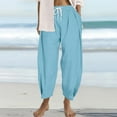 thumbnail image 2 of EDFBUYKRS Female Women Pants Casual Womens Cargo Pants Petite Baggy Womens Casual Solid Color Loose Pockets Elastic Belt Waist Pants Long Trousers Xxl, 2 of 5