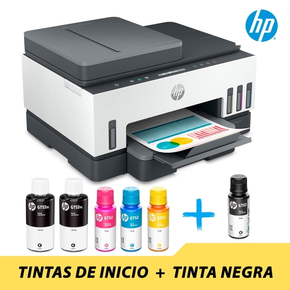 Impresora Multifuncional HP Smart Tank 750 Tinta Continua Color Wi-Fi Dúplex ADF TINTA NEGRA