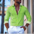 thumbnail image 1 of Camisa estampada a rayas para hombre, camisa de manga larga, patrón monocromático de alta definición, informal, de negocios, moda de verano, 6XL, 1 of 6