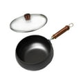 thumbnail image 5 of TISHITA 11 -Coll -Wok Pan, Chinese Wok, Wooden Handle Cookware, Gas, Boiling Pan Fry Pan Flachtboden for The Küchenhotel Haushaus Restaurant Glass Lid, 5 of 8