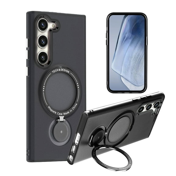 For Samsung Galaxy S23 Plus Premium Case with MagSafe Compatible Wireless Charging Stand Hybrid Frame Shockproof Case Cover fit Galaxy S23 Plus - Black