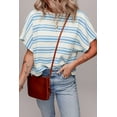 thumbnail image 5 of Women's Sky Blue Stripe Boxy Fit Wide Sleeve Sweater T-Shirt | [ZhiHiMeRi] | (US 12-14)L, 5 of 5
