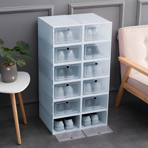 XIBUFE Shoe Storage Box, Clear Boxes for Shoes, Stackable Large Space Dustproof Clamshell Lip Shoes Display Case Shoe Organizer Clear Shoe Storage Boxes Stackable