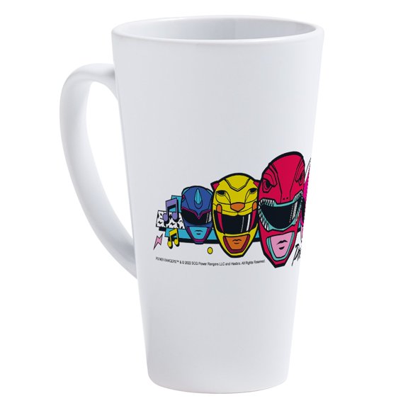 CafePress - Power Rangers Linear Helmets - 17 Oz White Ceramic Latte Mug
