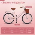 thumbnail image 3 of Gymax 24-Inch Beach Cruiser Bike w/Adjustable Seat Woven Basket & Rear Rack for City Pink, 3 of 9