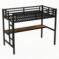 thumbnail image 5 of Metal Twin XL Size Loft Bed - Power Outlet & LED Lighted, Space-Saving, Black, 5 of 16