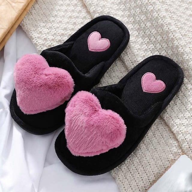 Zapatos planos para mujer del Día de San Valentín, pantuflas peludas, pantuflas peludas acogedoras de felpa, zapatos de casa suaves y cálidos Wmkox8yii hj789