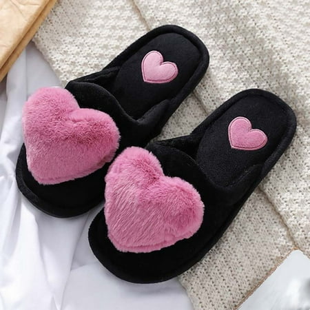 

Rdeuod Womens Sandals Valentine S Day Women S Flat Shoes Fuzzy Slippers Love Plush Cozy Furry Slides Soft Warm House Shoes Womens Sandles