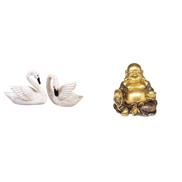 Figuras De Resina De Buda Cisne, Adorno Feng Shui, Estatua De Pareja Sonriente Con Pájaros, Ideal Para Mesa, Aniversario, Fiesta, Hogar, Dormitorio, Oficina, Sala De Estar O Navidad.