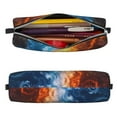 thumbnail image 2 of Haiem Red And Blue Flame Waves Print Leather Pencil Case Art Supplies Case Zipper Pencil Pouch Stationery Storage Pencil Bag, 2 of 7