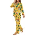 thumbnail image 3 of Garronmavis Yellow Skull Womens 2-Piece Long Sleeve Button-Down Pajama Set Fall Winter Thermal Pajamas Loungewear Casual V Neck Lounge Sets Nightwear, 3 of 7