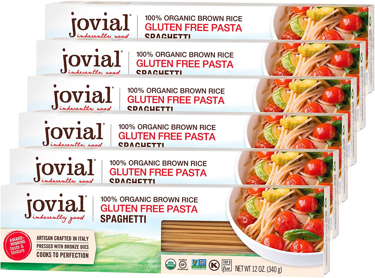 Jovial Spaghetti GlutenFree Pasta USDA Certified Organic 12 oz (6 Pack)