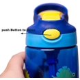 thumbnail image 2 of Botella de agua para niños Tritan de 16OZ con pajita abatible, asa de transporte flexible y botón fácil de presionar, sin BPA, muy adecuada para la escuela y la botella de agua deportiva para niños, 2 of 7